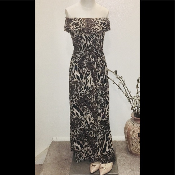 5❤️7❤️9 Cheetah Print Strapless Maxi Dress - Picture 1 of 5